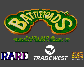 Battletoads title screen for Amiga CD32
